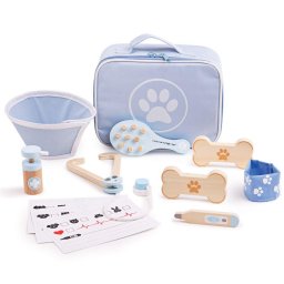Set veterinar din lemn pentru copii cu gentuta BigJigs Toys