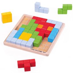 Joc de logica din lemn puzzle colorat pentru copii 3+