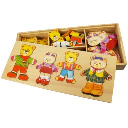 Joc de potrivire din lemn Familia Ursuletilor pentru copii 3-6 ani