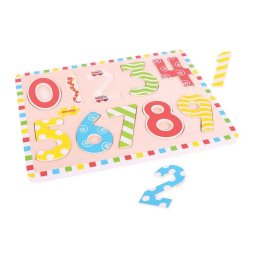 Puzzle educativ din lemn cu cifre 0-9 pentru copii 3-6 ani