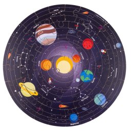 Puzzle de podea din lemn cu 50 piese - Sistemul Solar 360°
