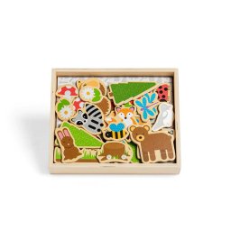 Set magnetic din lemn cu animale din padure, 35 piese, BigJigs