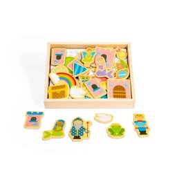 Set magnetic din lemn Fantasy cu 35 piese pentru joc creativ