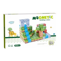 Cuburi magnetice educative cu tematica natura, 104 piese, 2.5 cm