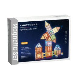 Joc magnetic cu lumini pentru constructii 3D, 83 piese, 7.5 cm