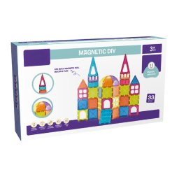 Set de constructie magnetic Bufnitel, 33 piese, 7.5 cm, multicolor