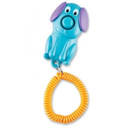 Clicker pentru dresaj caini Brightkins, model catel vesel cu bratara