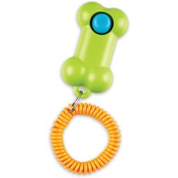 Clicker pentru dresaj caini Brightkins, forma os, cu snur de prindere