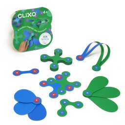Joc magnetic de construit Clixo Itsy Albastru & Verde, 18 piese