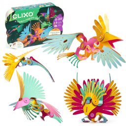 Joc magnetic de construit Clixo Pasari tropicale, 22 piese