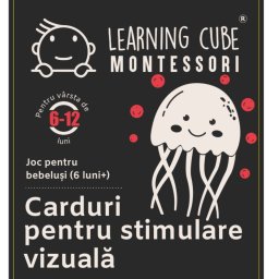 Carduri Montessori pentru stimulare vizuala tricolore, 6-12 luni