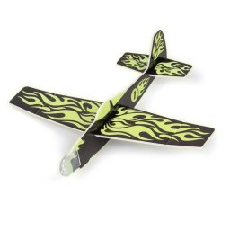 Avion planor reflectorizant din polistiren, 19 cm, model fosforescent