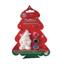 Set creativ de pictat Mos Craciun din ceramica, cu acuarele, 5+