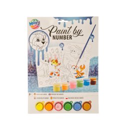 Set pictura pe numere pentru copii cu 2 planse, Catelusi si lumea acvatica