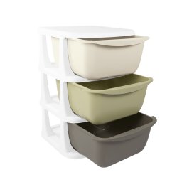 Ansamblu de depozitare pentru copii cu 3 sertare din plastic rezistent
