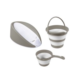 Set baie bebelusi 3 in 1 cu suport anatomic, galeata si cana, gri