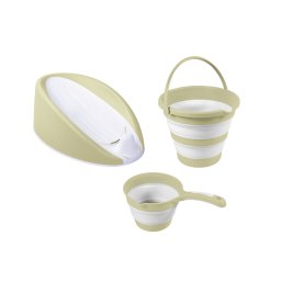 Set baie bebelusi 3 in 1 cu suport anatomic, galeata si cana pliabila verde
