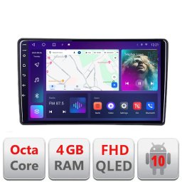 Navigatie Android Peugeot 307 cu ecran QLED, 4GB RAM, 64GB, CarPlay
