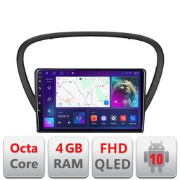 Navigatie Android Peugeot 607 cu GPS, CarPlay, Android Auto, 4GB+64GB