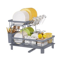 Uscator de vase HausRoland HR306-4, 2 nivele, 48,5 x 33 x 32,5 cm, Gri