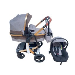 Carucior 3 in 1cu maner reversibil, transformabil landou-sport si scoica, 517 Crem