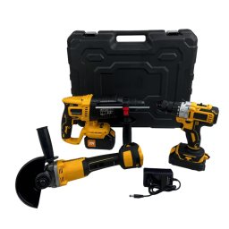 Set 3 scule cu acumulator Autofiletanta Polizor unghiular Rotopercutor cu distantier 2 acumulatori