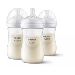 Set de 3 biberoane pentru nou-nascuti, Philips Avent Natural Response, SCY903/03,260 ml, tetina debit 3,1 luna +