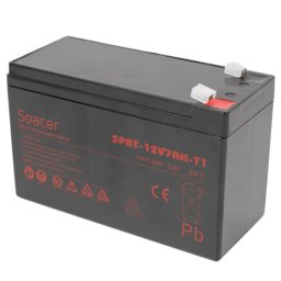 ACUMULATOR UPS SPACER 12V / 7Ah, dimensiuni: 151x66x96mm, inaltime+terminal: 102mm, terminal F1(T1), pt. sisteme de securitate, "SPBT-12V7AH-T1" (timbru verde 0.5 lei)