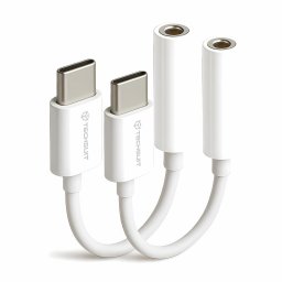 Set 2 Adaptoare USB-C la Mini Jack 3, 5MM, cablu AUX cu DAC, pentru Samsung, Huawei, Xiaomi, Realme, Oppo, Motorola, iPhone Alb
