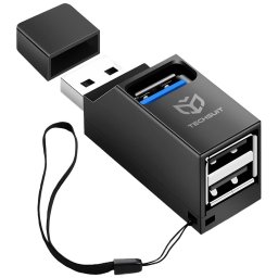 Mini hub USB la 2x USB 2.0, 1x USB 3.0 - Techsuit EchoLink 3 in 1 (H11) - Black
