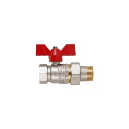 Robinet de trecere pentru apa cu bila si fluture, racord olandez, DN 1", FIV, filet interior-exterior