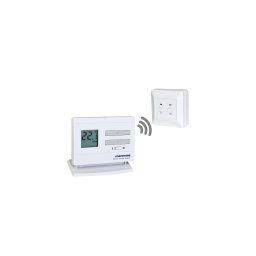 Termostat de cameră digital neprogramabil, fără fir, cu radiofrecvență, COMPUTHERM Q3RF, alimentare 2 x baterii AA, receptor 230V AC, frecvență 868,35 MHz, rază ~50 m, reglaj 5–40°C, precizie ±0,5°C, sensibilitate ±0,1/±0,2°C
