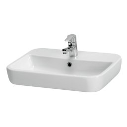 Lavoar Cersanit Caspia, montat pe blat, patrat, alb, 60 cm
