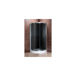 Cabina de dus 90 x 90 cm semirotunda, din sticla securizata de culoarea gri, grosimea de 5 mm si cadru aluminiu, S264, GLADYS