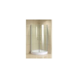 Cabina de dus 90 x 90 cm semirotunda, din sticla securizata transparenta, grosimea de 5 mm si cadru aluminiu, F121, GLADYS