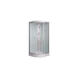 Cabina de dus din sticla securizata si aluminiu, 90 x 90 cm, echipata cu cadita de 15 cm si sifon, GLADYS