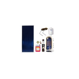 Pachet solar apă caldă KIT S26, panou plan 2 mp BlauTech Plus, boiler 150L cu 2 serpentine TESY, Pumpfix SOLAR EASY, controler TECH