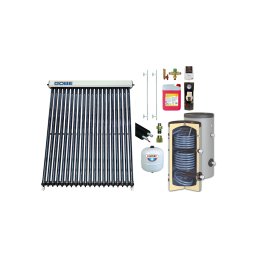 Pachet solar 200 L colector 20 tuburi GOBE Plus KIT S5 boiler HeizTech cu 2 serpentine tub inox grup pompare controler fixare lichid solar