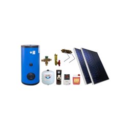 Pachet solar KIT S28, 2 panouri plane 2 mp BlauTech Plus, boiler indirect 200 l HeizTech, grup pompare, controler TECH, vas expansiune, lichid solar, set fixare