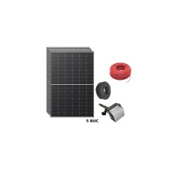 Pachet fotovoltaic 2 kW, cu panou solar fotovoltaic, monocristalin, 435 W, cu cadru negru, LR5-54HTH-435M, LONGi, rezistenta electrica 2000 W fotovoltaica ACM, DC2000W 100-360 myPV, cabluri si accesorii