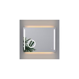 Oglinda forma patrata, 80 x 60 cm, mod redare muzica prin Bluetooth, iluminare de fundal LED CCT, lupa, dezaburire, GLADYS