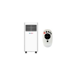 Aparat de aer condiționat portabil mobil, 7000 BTU, 2050 W, clasa A, funcție ventilație cu răcire, programator, mod dormitor, telecomandă, Blautech Premium Plus