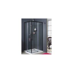 Cabina de dus patrata din sticla securizata 5 mm si aluminiu negru mat, 90 x 90 cm, GLADYS