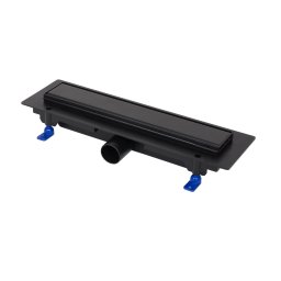 Rigolă de duș liniară, 350 mm, ramă de plastic, grilă inox STANDARD, negru mat, 675022, LIV