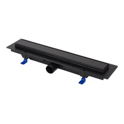 Rigolă de duș liniară, 450 mm, ramă de plastic, grilă inox STANDARD, negru mat, 675023, LIV