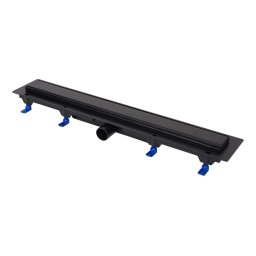 Rigolă de duș liniară, 650 mm, ramă de plastic, grilă inox STANDARD, negru mat, 675024, LIV