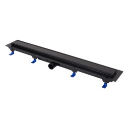 Rigolă de duș liniară, 750 mm, ramă de plastic, grilă inox STANDARD, negru mat, 675025, LIV