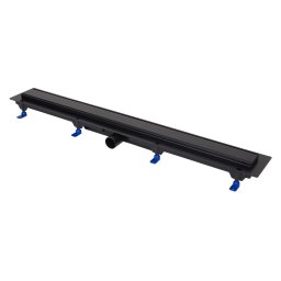 Rigolă de duș liniară, 850 mm, ramă de plastic, grilă inox STANDARD, negru mat, 675026, LIV