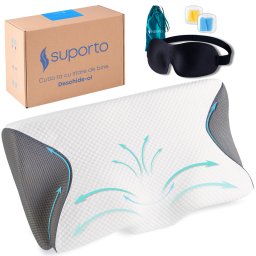 Set Perna Ortopedica Cervicala Suporto Wings pentru dormit cu Extensii Gri + Masca de dormit 3D cu saculet Verde Smarald, Ideale pentru ochi obositi si un somn odihnitor.