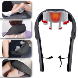 Aparat Masaj Cervical Hands-Free SUPORTO Cervis 5D pentru Relaxare Musculara, Rola de Masat Shiatsu 5D care Imita Masajul Uman, Functie Incalzire, Reduce Stresul si Oboseala, Amelioreaza Durerile pentru Gat, Umeri si Spate, Intensitate Reglabila, Negru